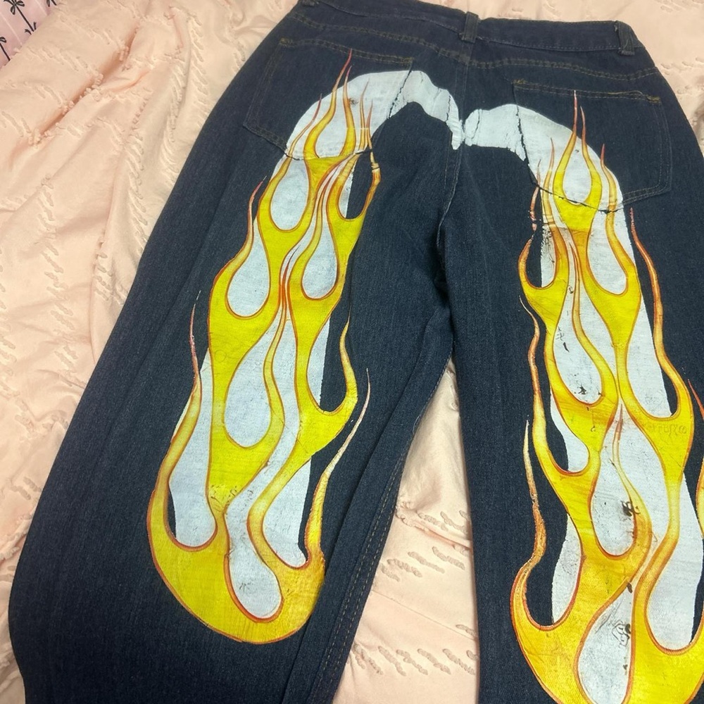 Flame Design Evisu Inspired Women Jeans